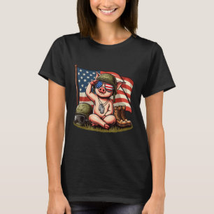 Salute Gris American USA flagga Memorial Day 4:e J T Shirt