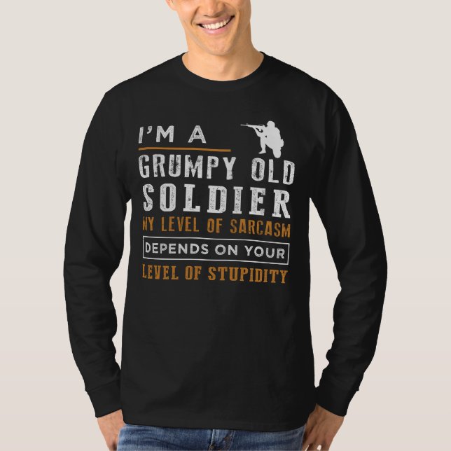 Salute Laughter with Grumpy Old Soldier Tee - Sarc (Framsida)