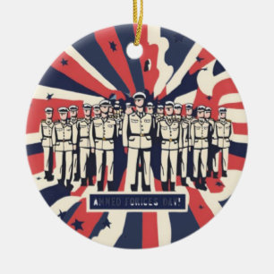 "Salute to Service: Lycklig väpnade styrkors dag"  Julgransprydnad Keramik