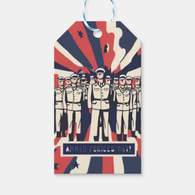 "Salute to Service: Lycklig väpnade styrkors dag"  Presentetikett (Framsidan)