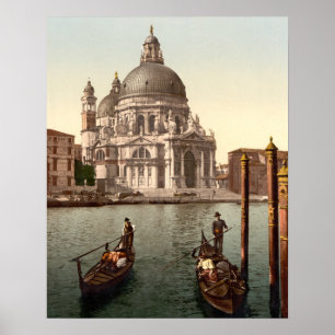 Salute Venice Italien Gondolas kyrka Poster