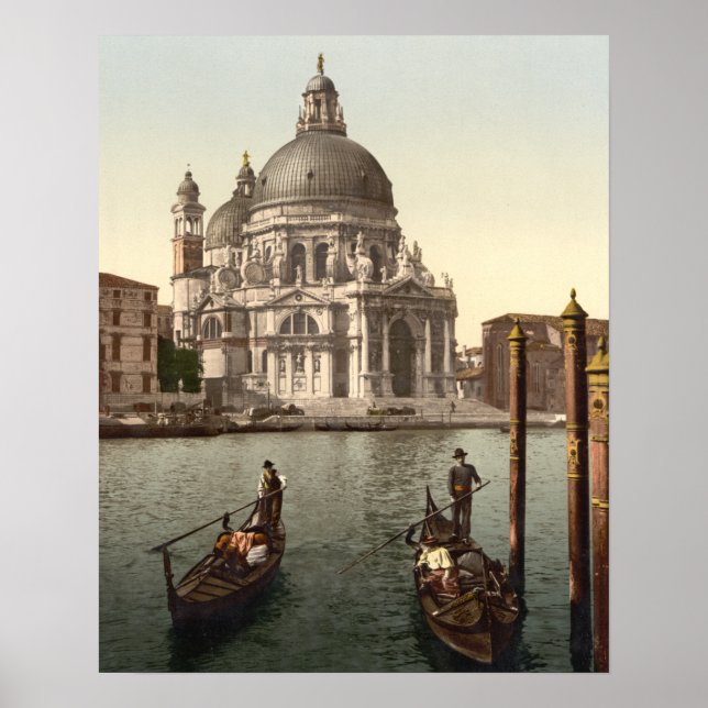Salute Venice Italien Gondolas kyrka Poster (Framsidan)