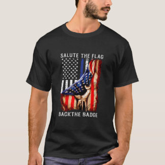 Salutera Flagga bak i polisbrickan T-Shirt Flagga