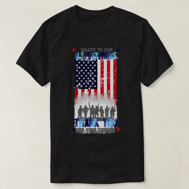 Salutera till vår veteranske Tack för din tjänst T Shirt (Design framsida)