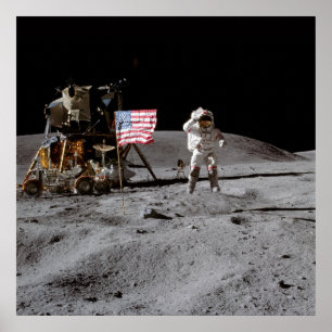 Salutera U.S.-flagga på månen Poster