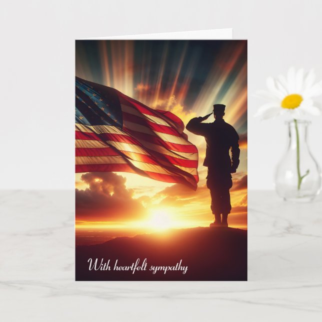 Saluting American Soldier for Sympathy Kort (Liten växt)