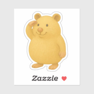 Saluting Cream Hamster Die-Cut Sticker Klistermärken