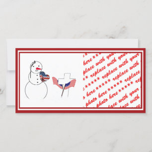 Saluting Snögubbe för minnesdag Julkort