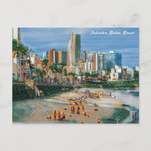 Salvador, Bahia, Brasil Praia do Farol da Barra Vykort (Framsida)