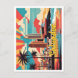 Salvador Bahia Brazs Pop Art Travel Illustration Vykort