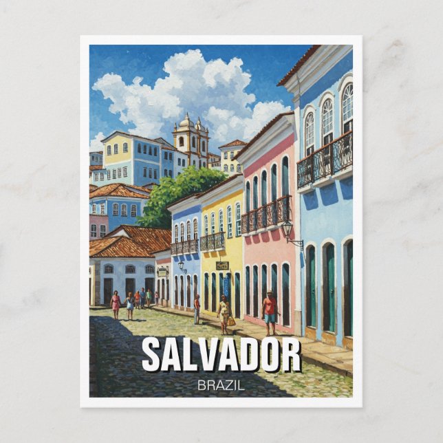 Salvador Brasilien Perlourinho Travel Vykort (Framsida)