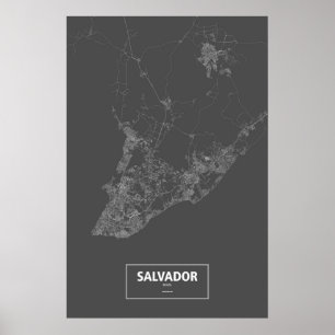 Salvador, Brasilien (vit på svart) Poster