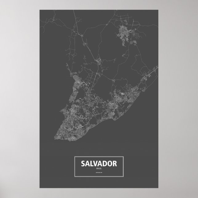 Salvador, Brasilien (vit på svart) Poster (Framsidan)