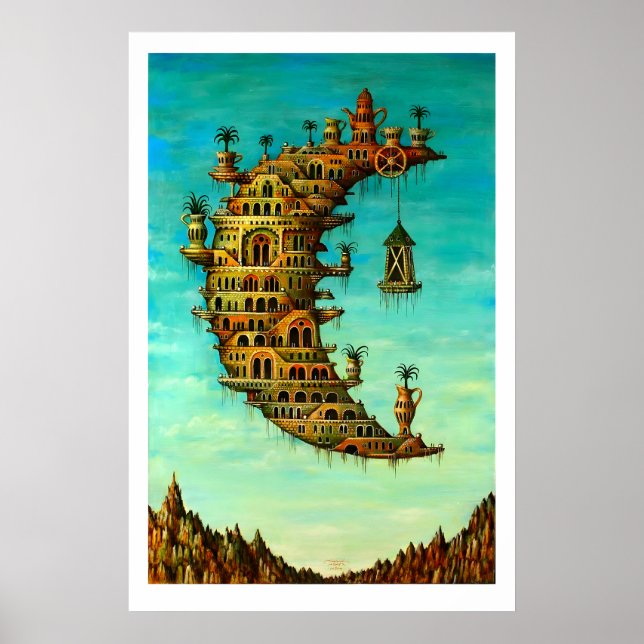 Salvador Dali konsttryck som lever på månen Poster (Framsidan)