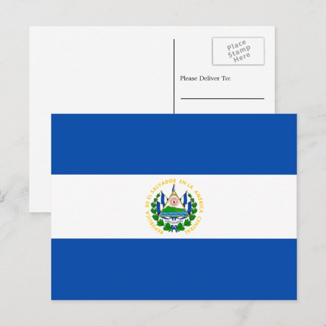 Salvador Flagga, Flagga El Salvador Vykort (Fram/baksida)