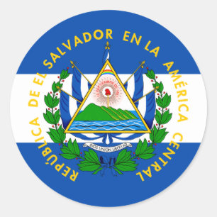 Salvador Flagga & Jacka av Arm, El Salvador Runt Klistermärke