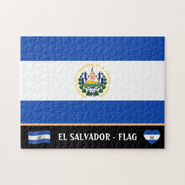Salvador Flagga och salvadoran land / El Salvador Pussel (Horisontell)