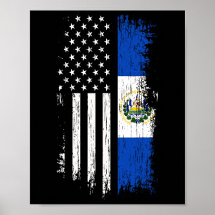 Salvadoransk amerikansk flagga - El Salvador Usa T Poster