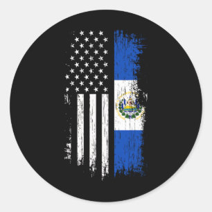 Salvadoransk amerikansk flagga - El Salvador Usa T Runt Klistermärke
