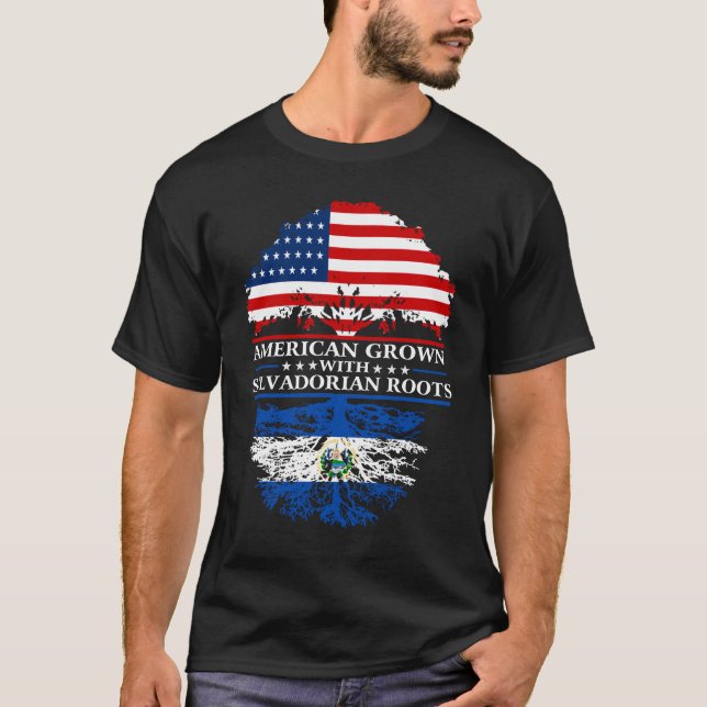 Salvadorianska roots American Grown US El Salvador T Shirt (Framsida)