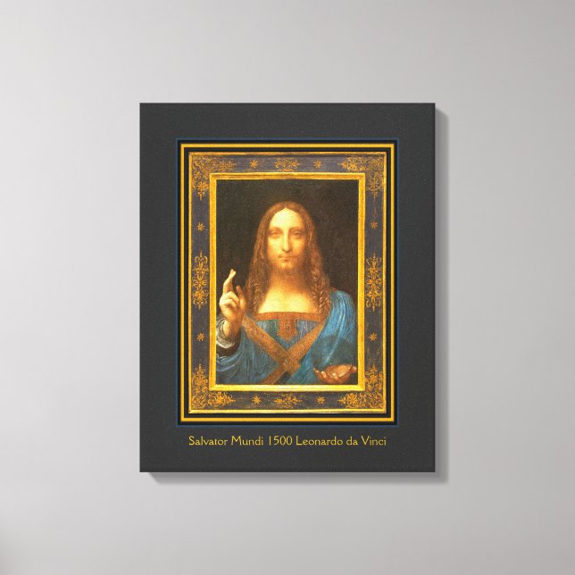 Salvator Mundi 1500 Leonardo da Vinci Canvastryck (Framsida)