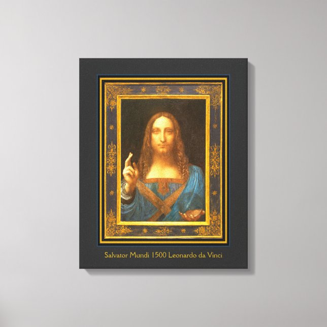 Salvator Mundi 1500 Leonardo da Vinci Canvastryck (Framsida)