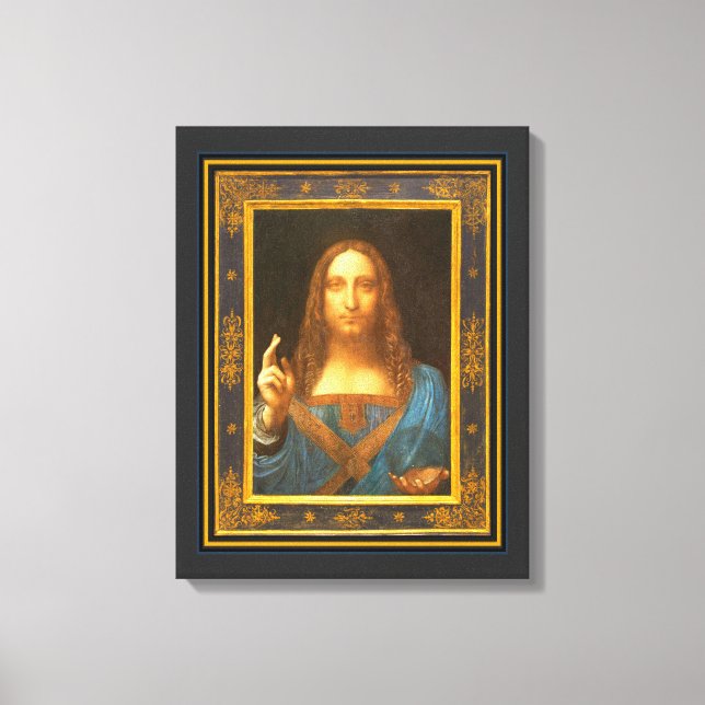 Salvator Mundi 1500 Leonardo da Vinci Canvastryck (Framsida)