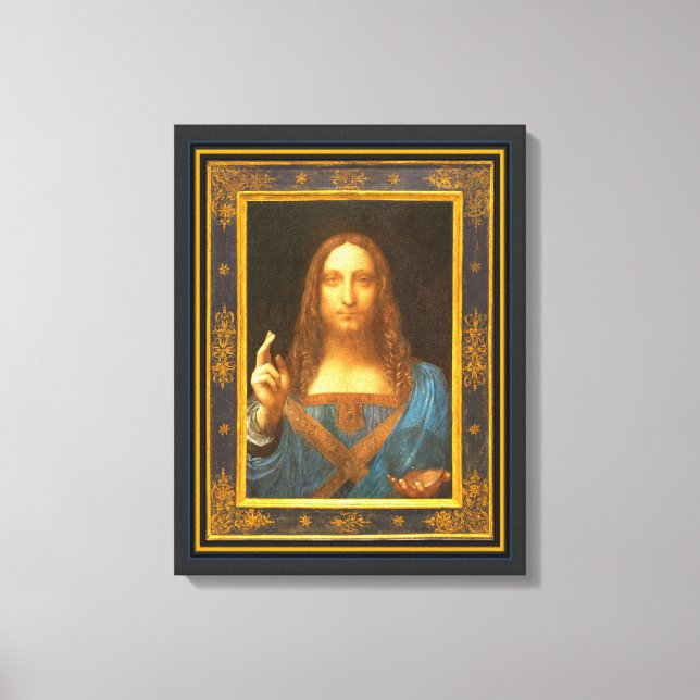 Salvator Mundi 1500 Leonardo da Vinci Canvastryck (Framsida)