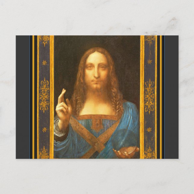 Salvator Mundi 1500 Leonardo da Vinci Finkonst   P Vykort (Framsida)