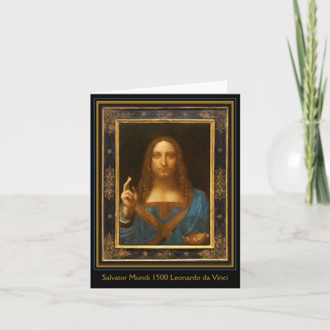 Salvator Mundi 1500 Leonardo da Vinci Kort (Framsida)