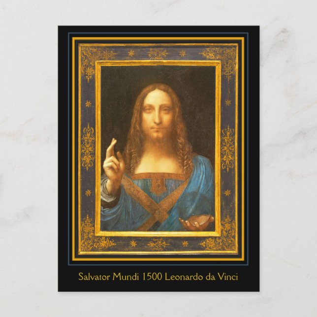 Salvator Mundi 1500 Leonardo da Vinci Vykort (Framsida)