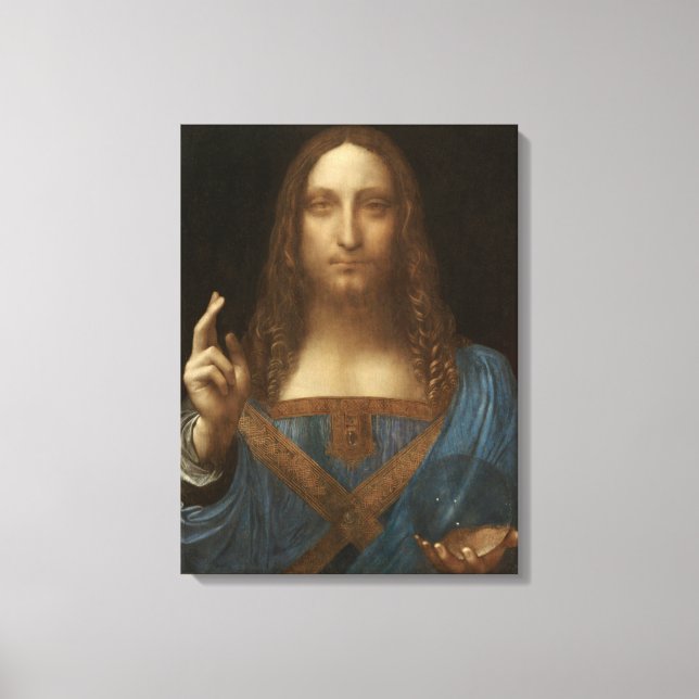 Salvator Mundi (av Leonardo da Vinci) Canvastryck (Framsida)