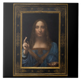 Salvator Mundi av Leonardo Da Vinci circa 1500 Kakelplatta