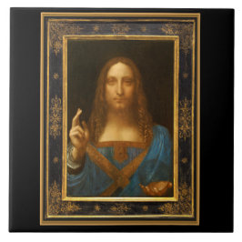 Salvator Mundi av Leonardo Da Vinci circa 1500 Kakelplatta
