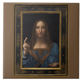 Salvator Mundi av Leonardo da Vinci circa 1500 Kakelplatta