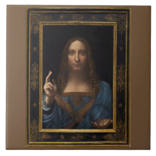 Salvator Mundi av Leonardo da Vinci circa 1500 Kakelplatta