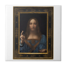 Salvator Mundi av Leonardo da Vinci circa 1500 Kakelplatta