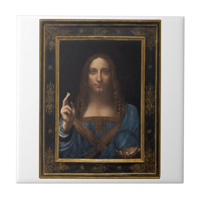 Salvator Mundi av Leonardo da Vinci circa 1500 Kakelplatta (Framsidan)