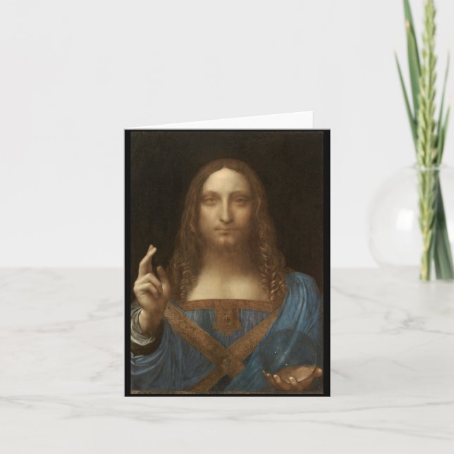 Salvator Mundi av Leonardo da Vinci circa 1500 Kort (Framsida)