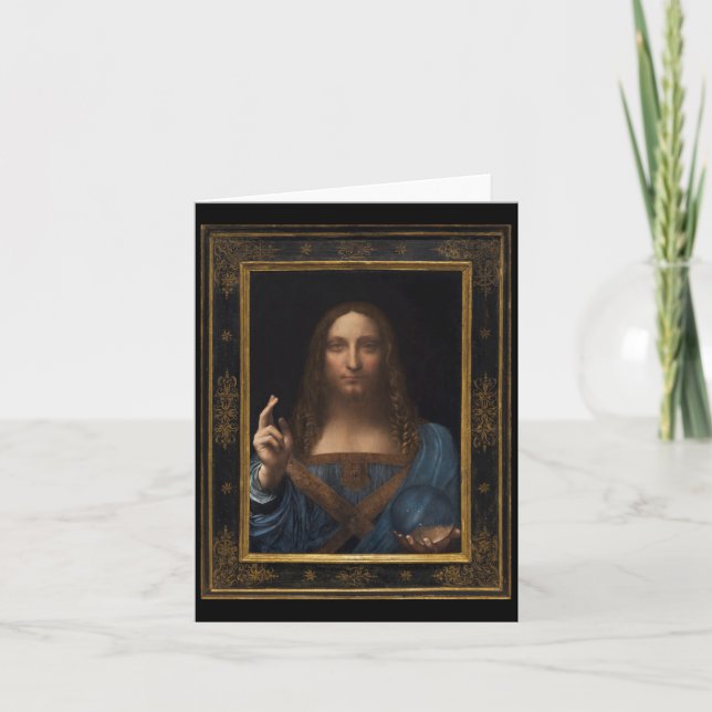 Salvator Mundi av Leonardo da Vinci circa 1500 Kort (Framsida)