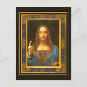 Salvator Mundi c 1500 Leonardo da Vinci Finkonst Vykort