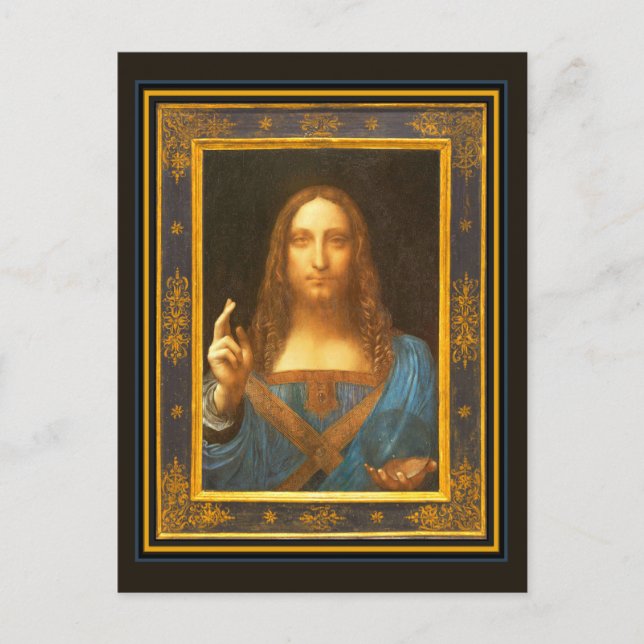 Salvator Mundi c 1500 Leonardo da Vinci Finkonst Vykort (Framsida)