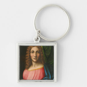 Salvator Mundi, C. 1515 (olja på panel) Fyrkantig Silverfärgad Nyckelring