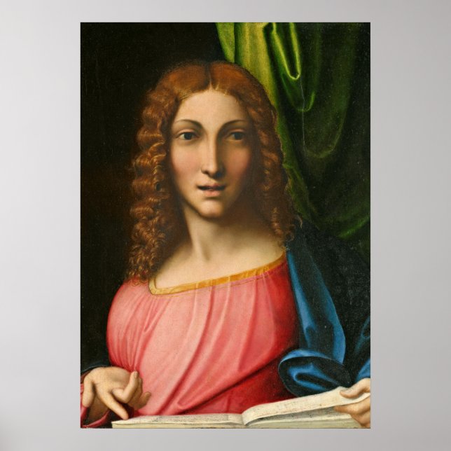 Salvator Mundi, c. 1515 (olja på panel) Poster (Framsidan)
