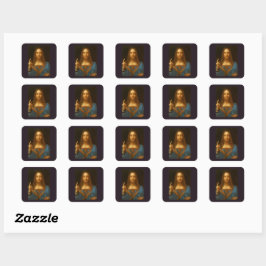 SALVATOR MUNDI FINE ART PRINT FYRKANTIGT KLISTERMÄRKE