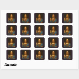 SALVATOR MUNDI FINE ART PRINT FYRKANTIGT KLISTERMÄRKE