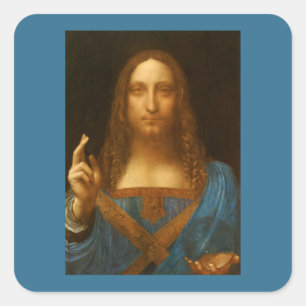 SALVATOR MUNDI FINE ART PRINT FYRKANTIGT KLISTERMÄRKE