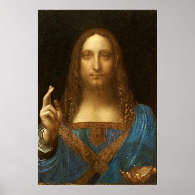 Salvator Mundi från Leonardo da Vinci (c1500) Poster (Framsidan)