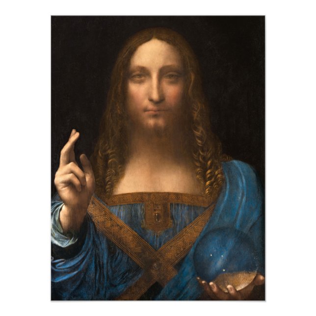 Salvator Mundi från Leonardo da Vinci Fototryck (Framsidan)