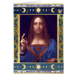 Salvator Mundi från Leonardo da Vinci-julkortet Hälsningskort